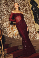 Diamante Off Shoulder Maxi Dress