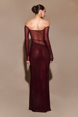 Diamante Off Shoulder Maxi Dress